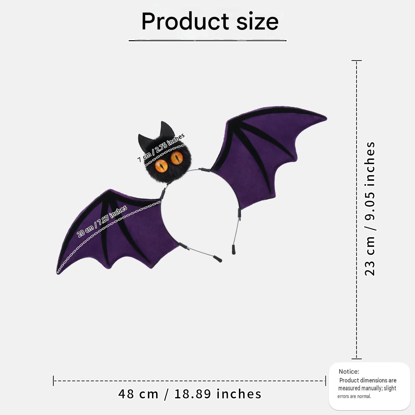 Red Halloween Bat Wing Headband with Furry Ears and Orange Eyes - Velvet Costume Accessory for Cosplay, Parties, and Themed Events — image 6