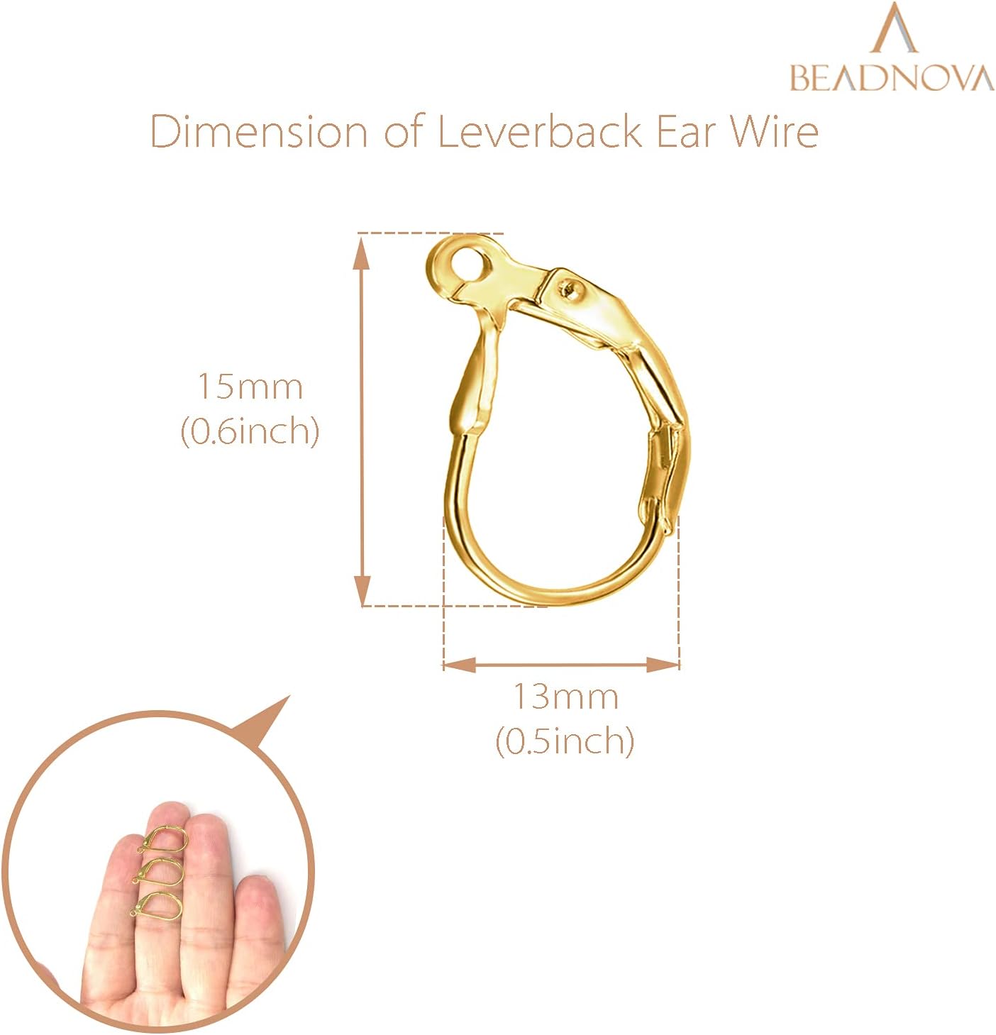 Leverback Earring Hooks 60pcs French Ear Wire Lever Back Earwire for Jewelry Making Crafting (Gold) โ image 2