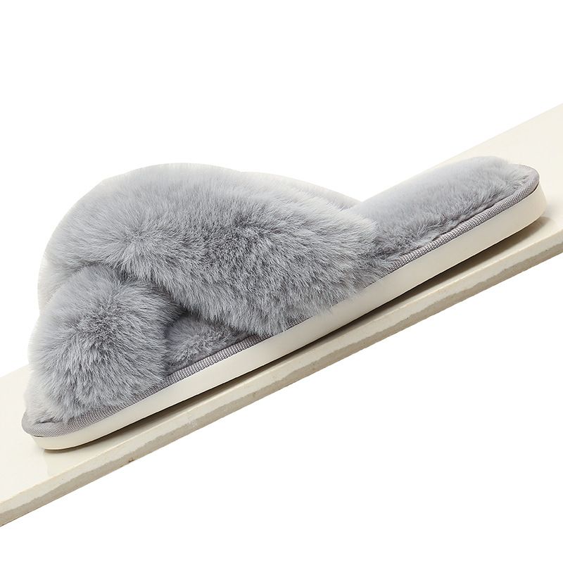 Cozy Winter Home Essentials Set - White 1 Pair Women's Plush Cross Band Faux Fur Slippers XL Size & 2 Pairs Cute Teddy Bear Fuzzy Socks Set, Warm Indoor Lounge โ image 3