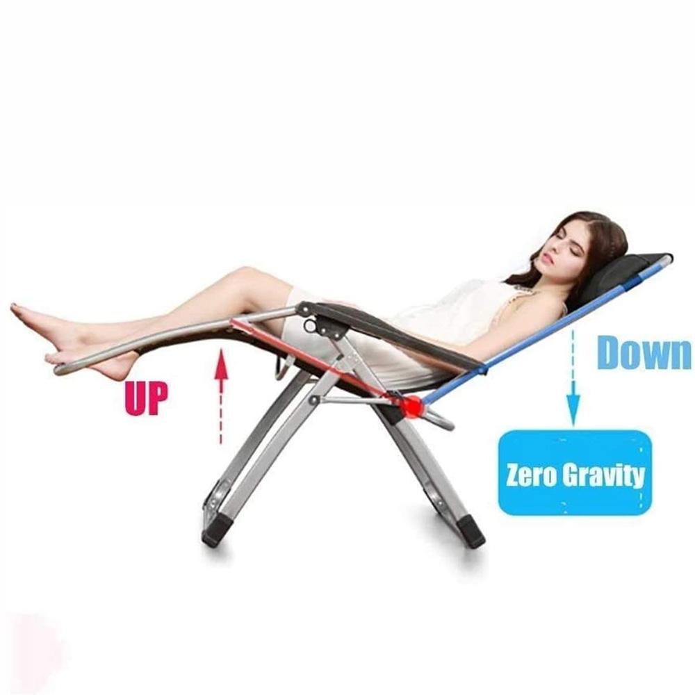 Kingsize Outdoor Folding Reclining Garden Beach Chair Sun Lounger Deck Recliner Silver Color — image 6