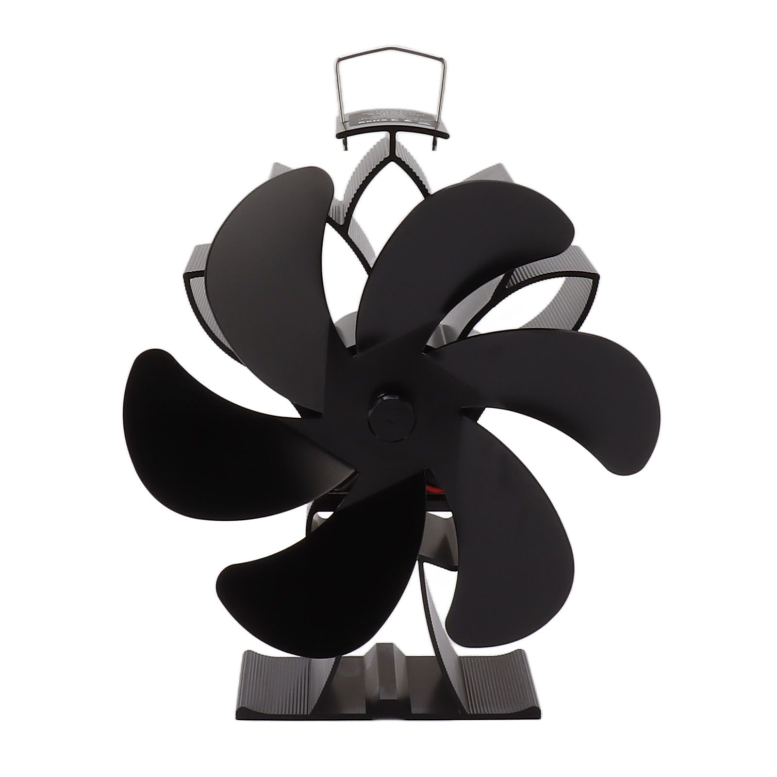 Heat Powered Stove Fan 6 Blade Aluminum Alloy Low Noise Wood Stove Fireplace Fan for Home Log Burning Stove Black