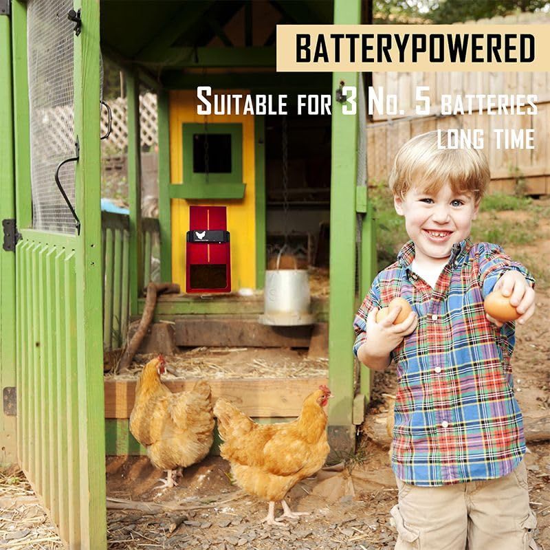 Solar Chicken Coop Door Opener with Light Sensor,Full Aluminum Multi-Modes Poultry Coop Door Battery Powered, Waterproof — image 4