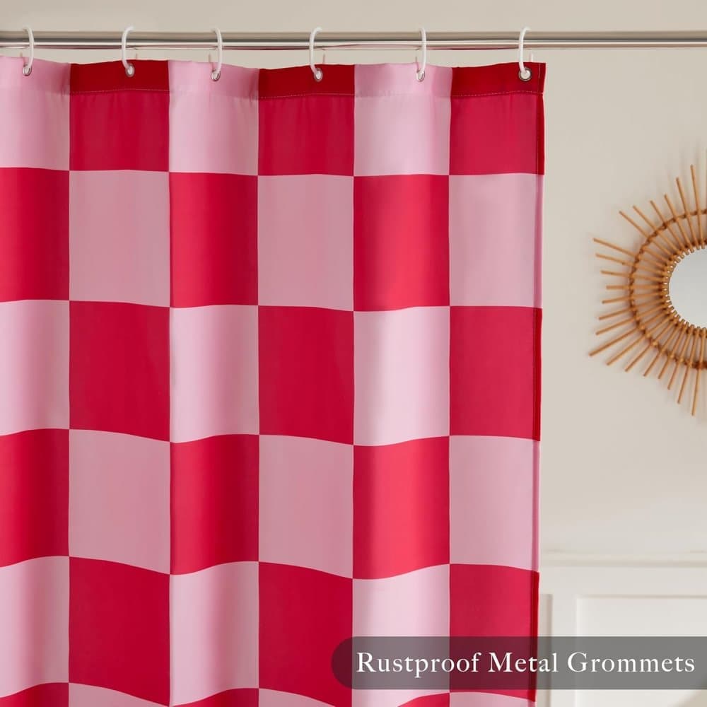 Checkered Shower Curtain 180 × 180 cm, Retro Chess Pattern Vintage Bathroom Decor, Multicolored — image 3
