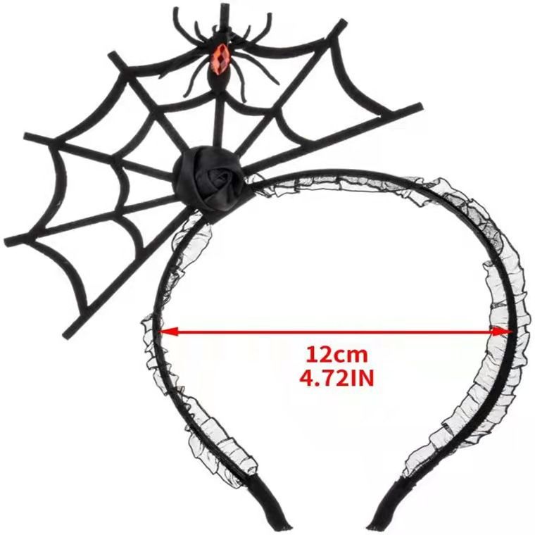 Halloween Spider Headband Spiderweb Hair Hoop Halloween Party Cosplay Masquerade Costume Accessory (Black)