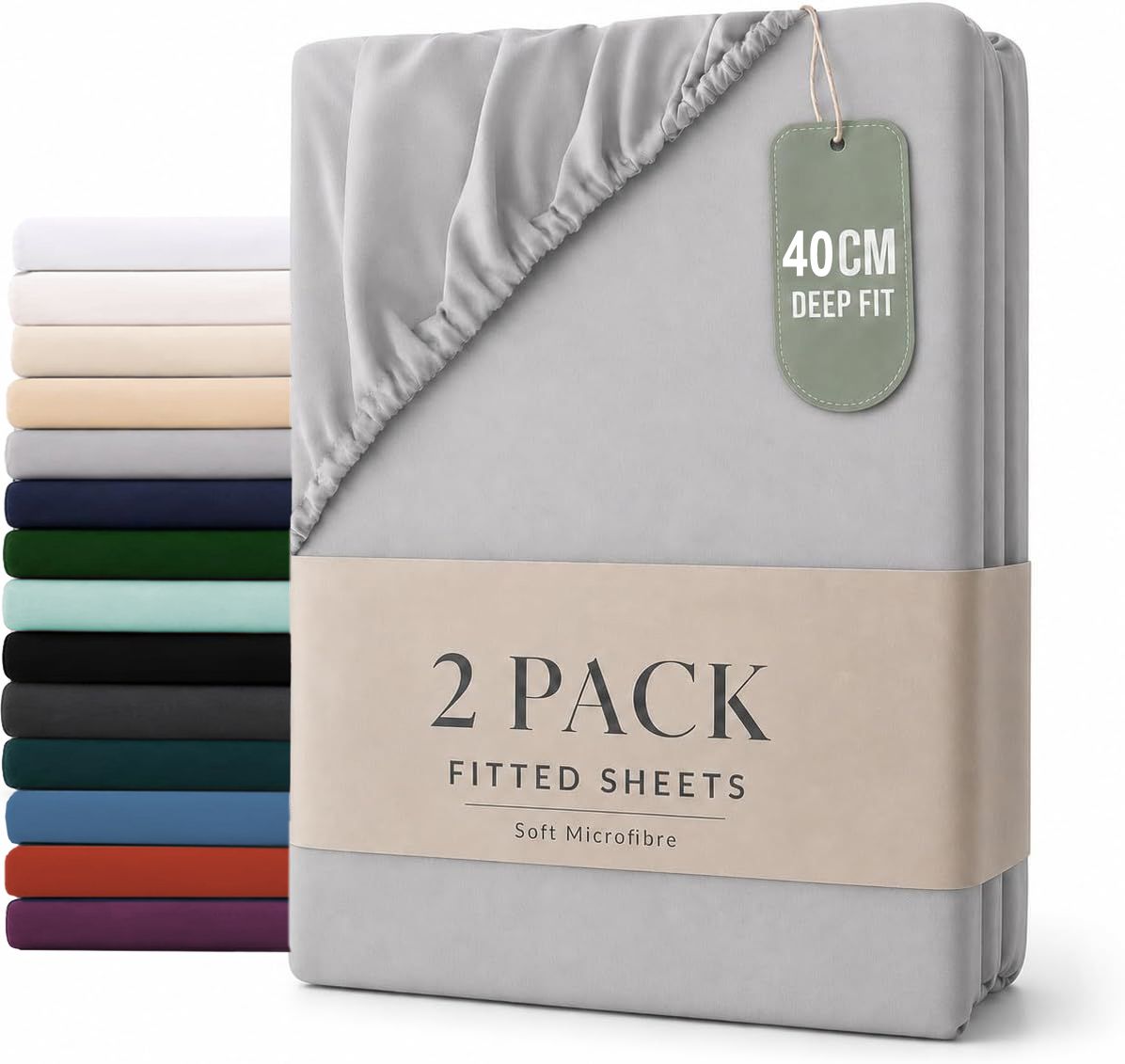 Hotel Quality Fitted sheets - 2 Piece Fitted sheets -Breathable Bedding - Wrinkle, Fade, Stain Resistant- 26inch/40cm Deep Pocket Fitted Bed Sheet-Wrinkle and