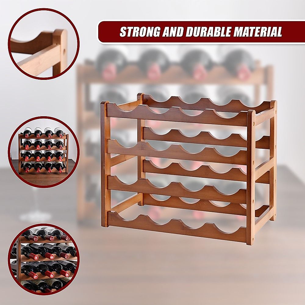 Bamboo Stackable Modular Freestanding Countertop Wine Shelf Rack — image 7