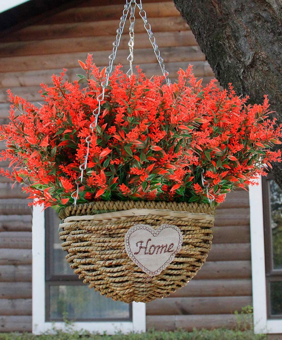 Artificial Lavender Flowers Plants UV Resistant Faux Outdoor Plastic Greenery Shrubs Plants Hanging Planter Kitchen-8pcs — image 5