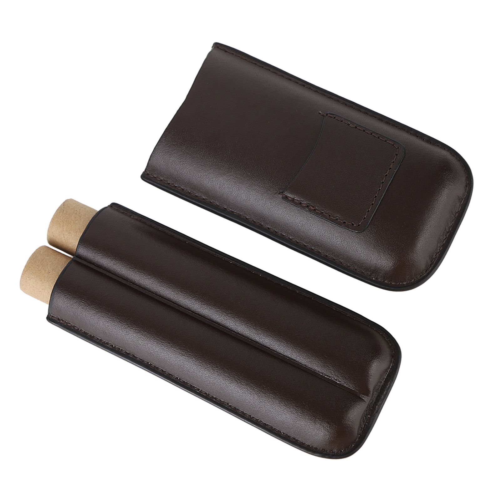 2 Finger Travel Cigar Holder Wearproof Portable Fashion Ventilate Leather Cigar Case with Cutter for Business โ image 4