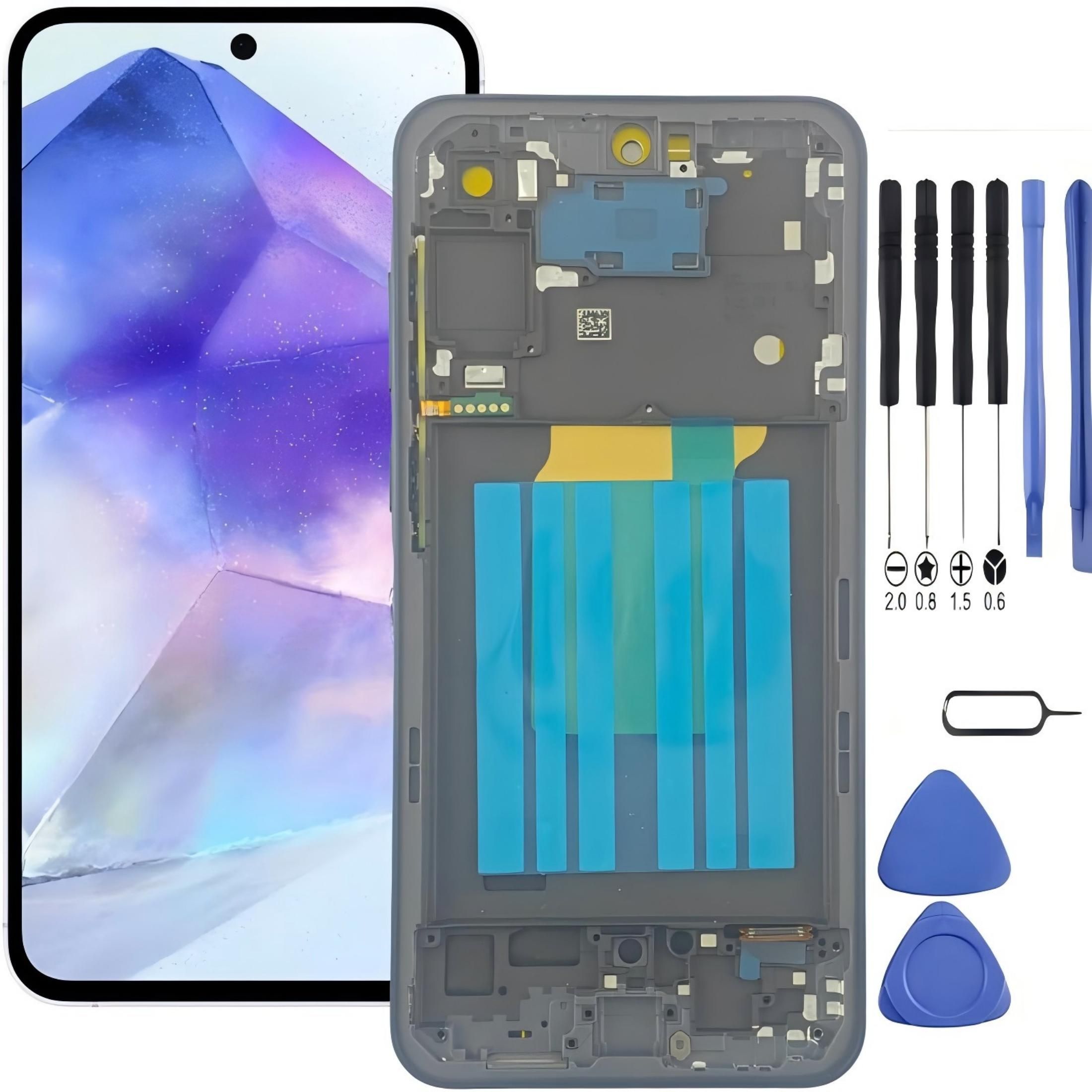 Samsung Galaxy A56 5G Screen Replacement with Frame, 6.7" 120Hz Super AMOLED Flat Touch Digitizer, Complete Disassembly Repair Tool Kit for SM-A566U SM-A566U1
