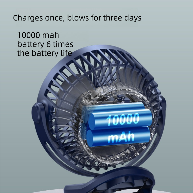 White 10000mAh Portable Clip on Fan with 720 Degree Rotation 4 Speeds for Stroller Kitchen Office Desk Quiet Rechargeable Cooling Solution for Local Homes โ image 2
