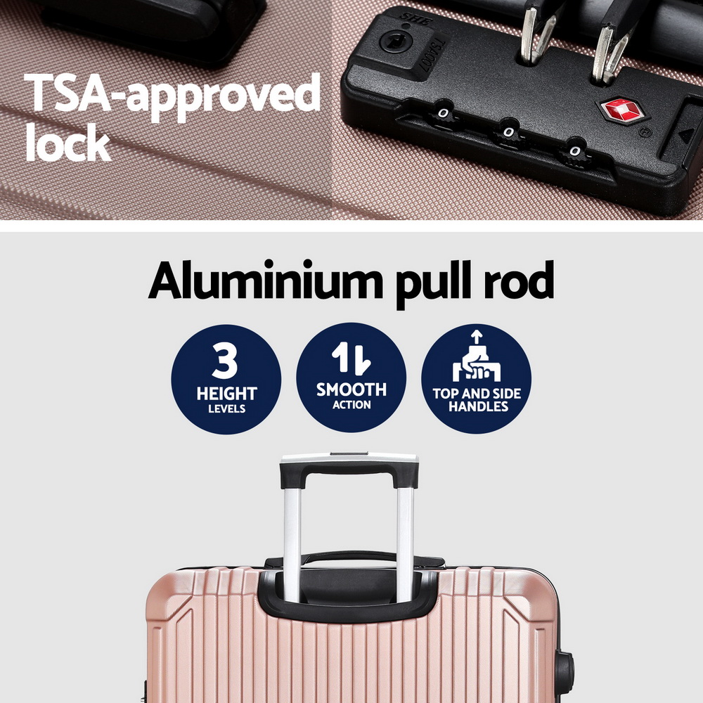 Wanderlite 28-inch Luggage Set with TSA Lock ABS Hard Shell Travel Suitcase Organiser Luggage Case Rose Gold โ image 5