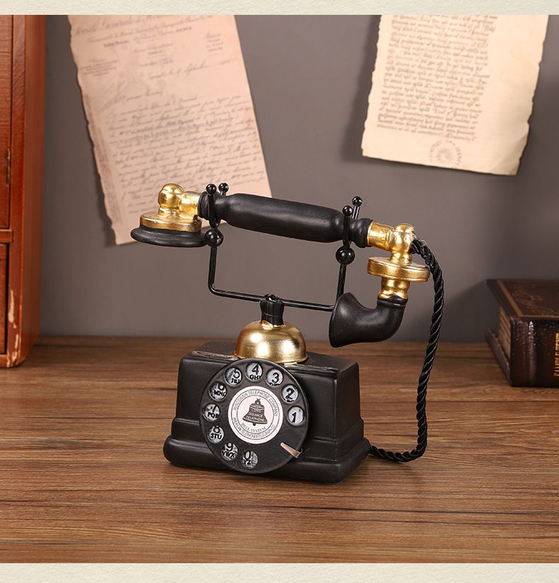 Large Creative Retro Decorative Phone Model Telephone Wall Decor, Vintage Rotary Telephone Decor Statue Artist (7.48x6.3x3.94) — image 3