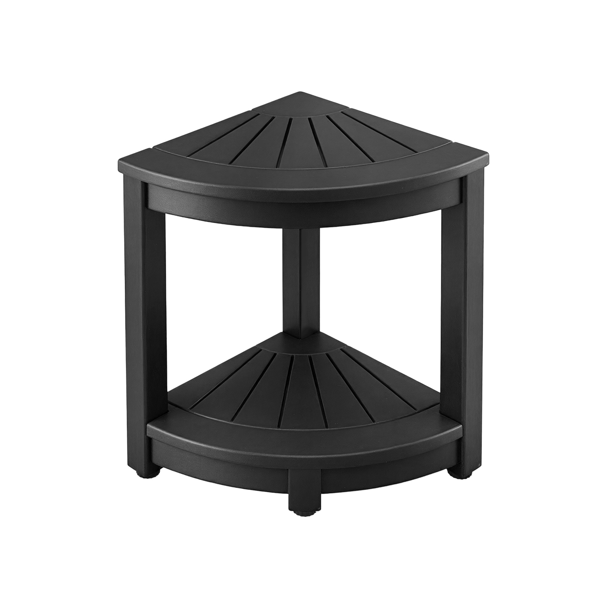 Gardeon Outdoor Coffee Side Table HDPE Desk Corner Shower Stool Bench Seat with Storage Shelf Black — image 3