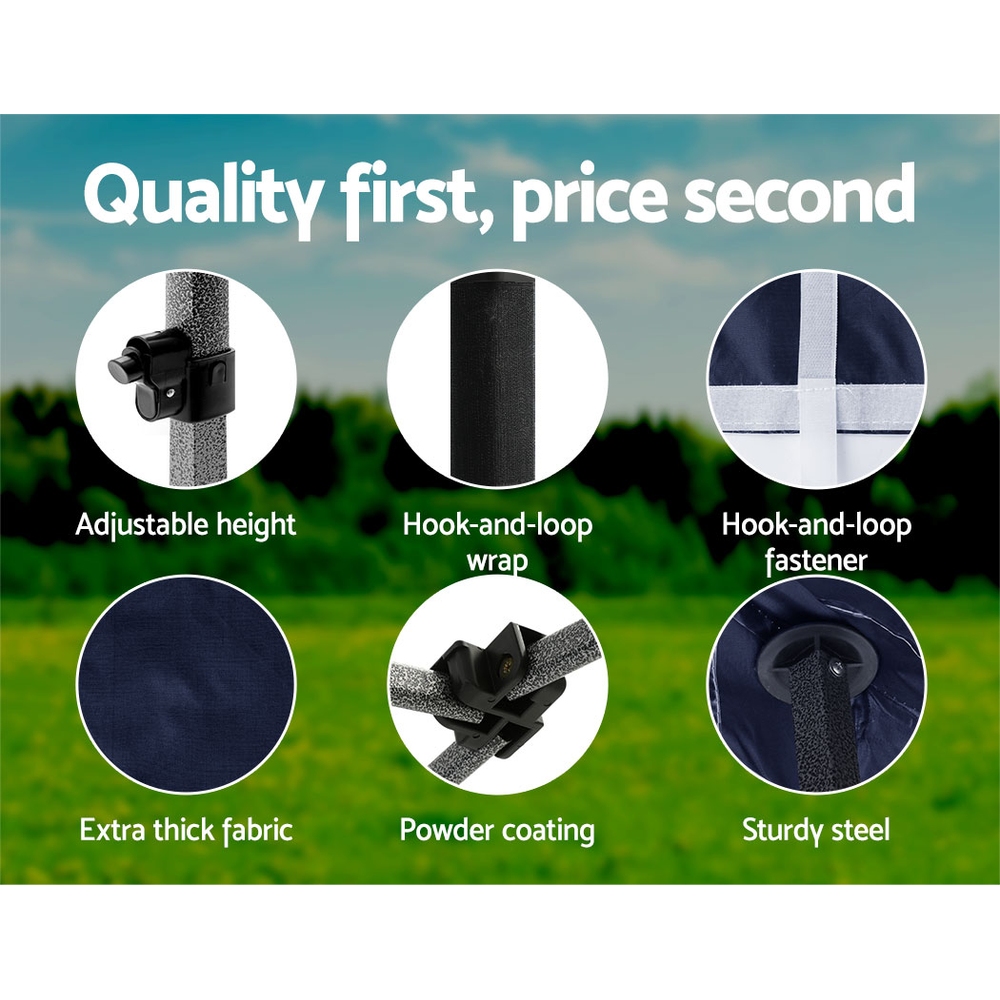 Instahut Gazebo Pop Up Marquee 3x3m Folding Tent Wedding Outdoor Camping Canopy Gazebos Shade Navy โ image 6