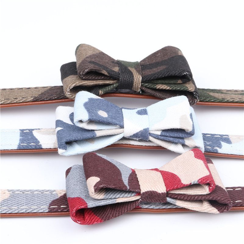 Aminger Bow Pet Collar PU Adjustable Dog Cat Green Bowknot collar 1.3 × 32cm [Regulation 22-28cm]] — image 4