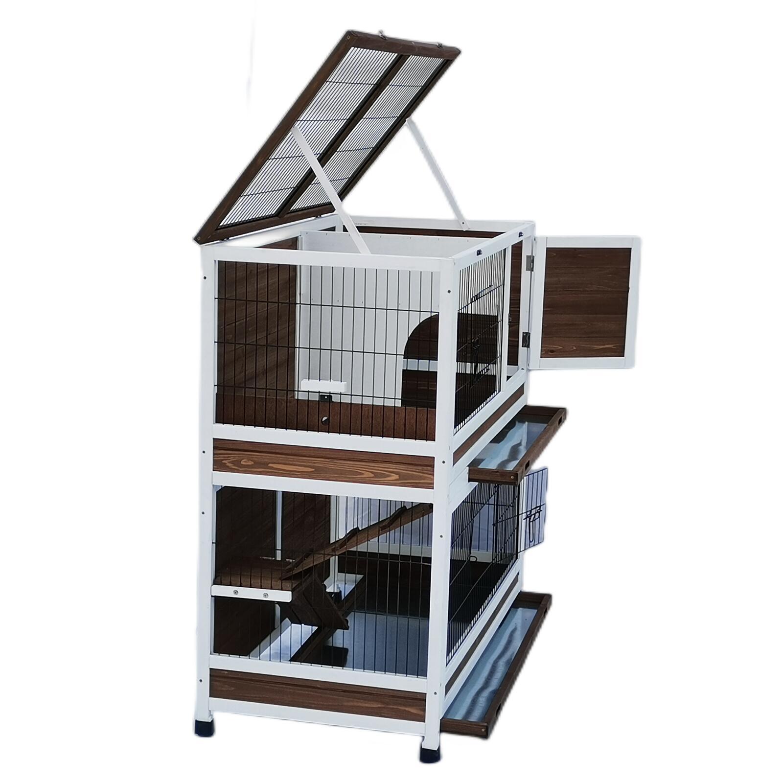 YES4PETS 118 cm XL Double Storey Rabbit Hutch Guinea Pig Cat Cage, Ferret cage Cat W Pull Out Tray — image 2