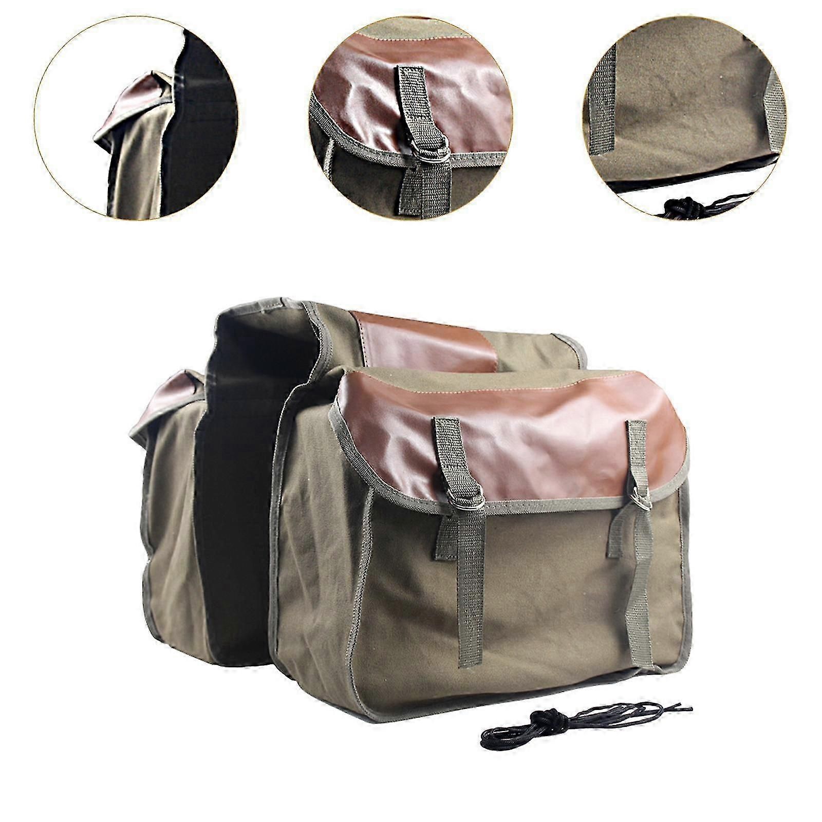 Double Side Bike Saddle Bag Cycling Bike Carrier Cargo Bag Storage Pouch Bike Trunk Bag Waterproof for Traveling Commuting - Camel — image 2
