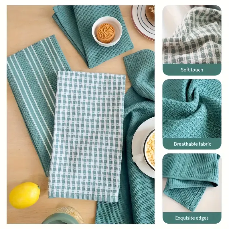 3 - piece Pure Cotton Kitchen Tea Towel Set, 20x Water - Absorbent & Non - Shedding, Eco - Safe & Fade - Resistant, Exquisite, Durable & Multi — image 3