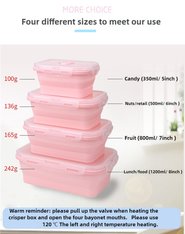 Green Collapsible Silicone Bento Box Set - 4-Piece Food-Grade Microwave & Freezer Safe Lunch Box Set โ image 5