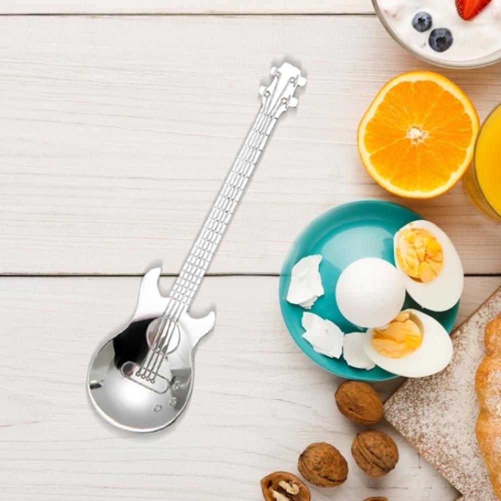 4 Pcs Guitar Coffee Spoons Stainless Steel Guitar Instrument Shaped Coffee Spoons Kitchen Utensil for Mixing Milkshake Tea Dessert Drink โ image 6