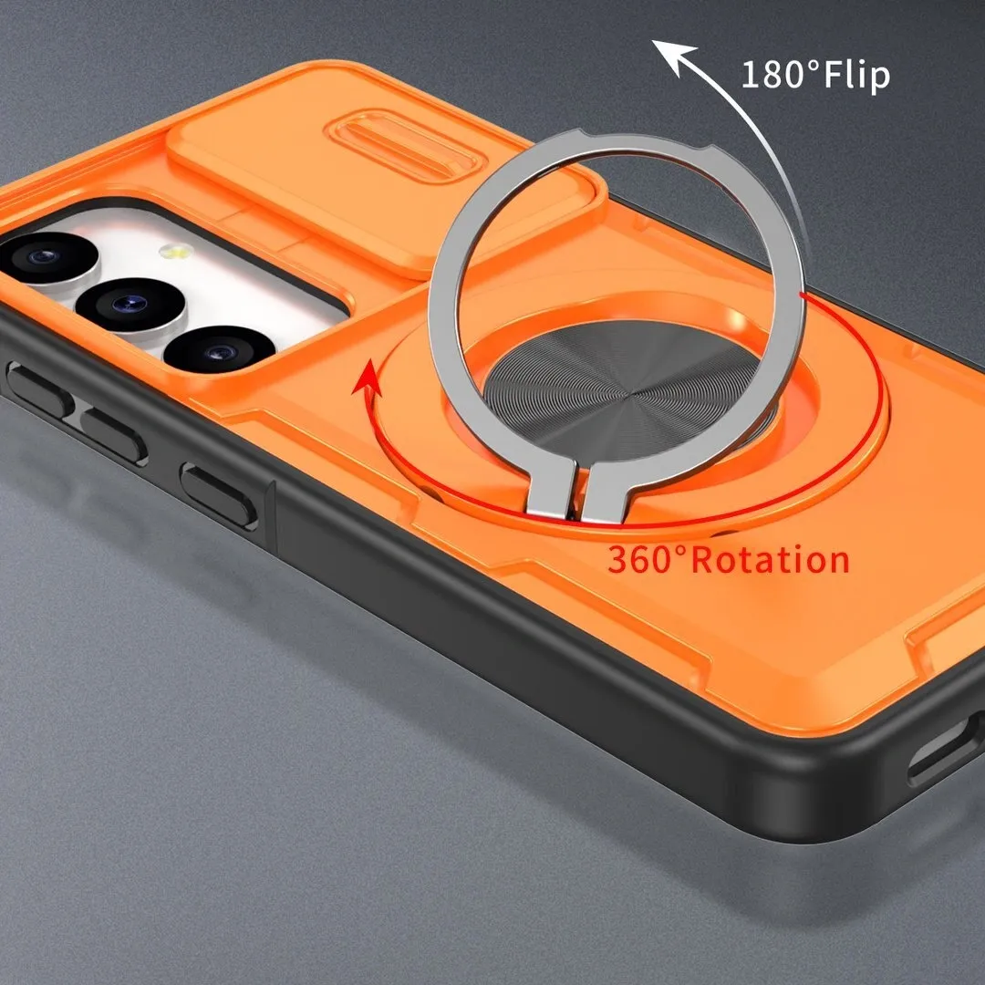 2-in-1 Magnetic Sliding Lens Case, Orange for Samsung S25 โ image 2