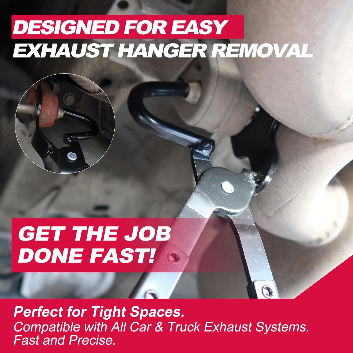 Exhaust Hanger Removal Tool, Heavy-Duty Exhaust Hanger Pliers for Car & Truck Rubber Exhaust Hangers, 25° Offset Design, Non-Slip Grip, Compatible with Most — image 4
