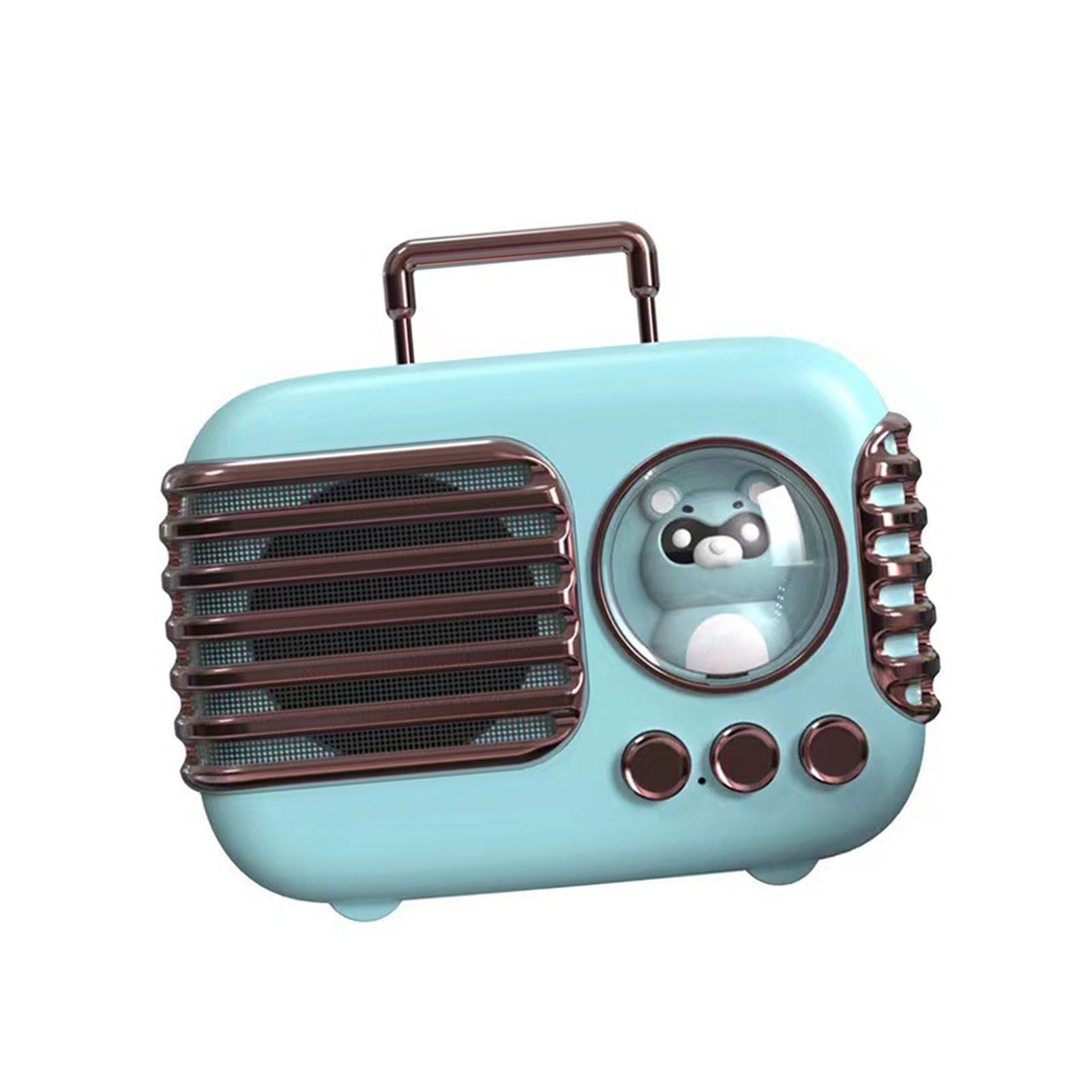 Cute Retro Bluetooth Speaker Mini Luggage Mini Speaker Creative Vintage Lovely Small Speaker Green โ image 4