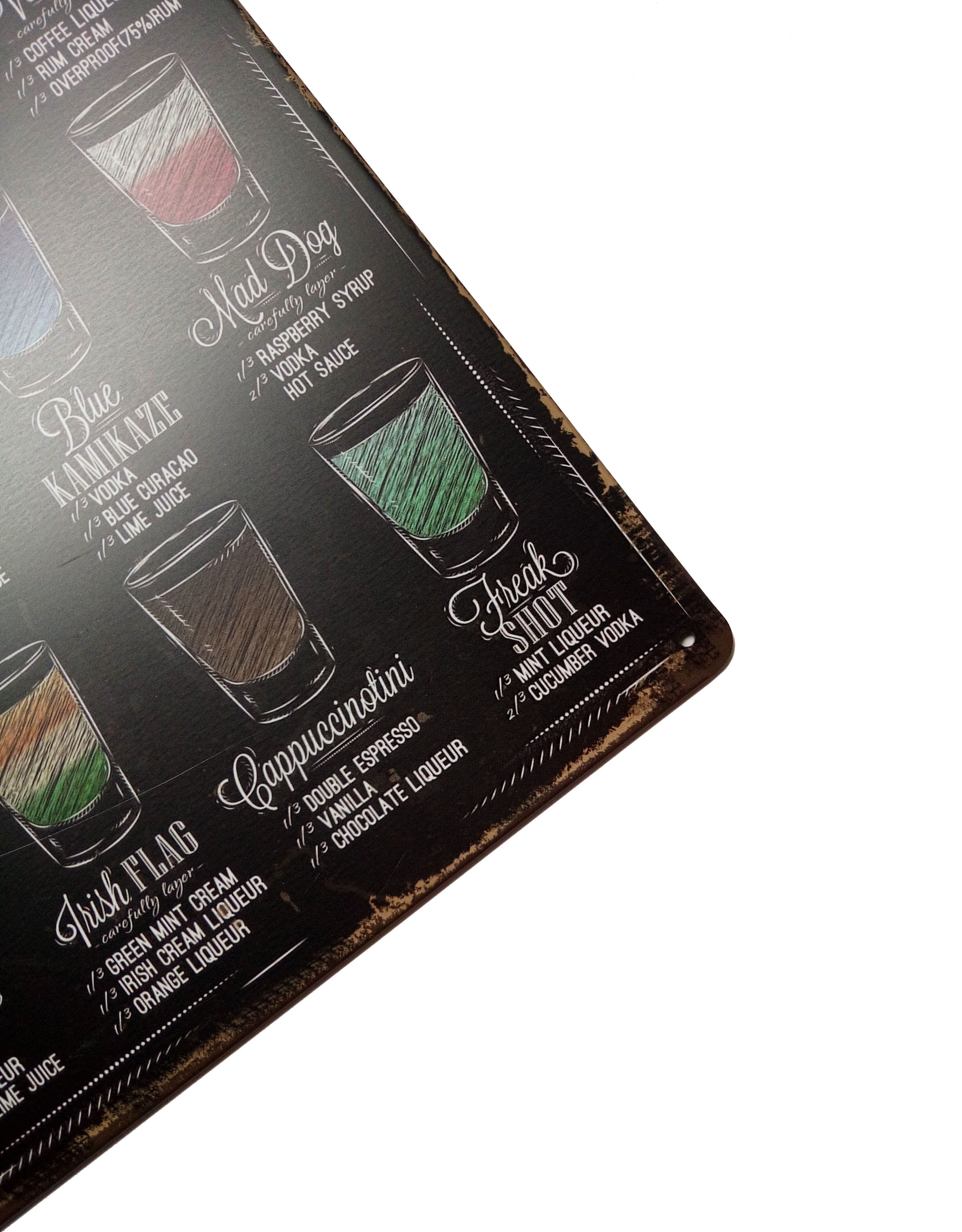 Beer Shots Menu Tin Sign,Kinds Of Colorful Beers Coffee Drinks Vintage Metal Tin Signs for Cafes Bars Pubs Shop
