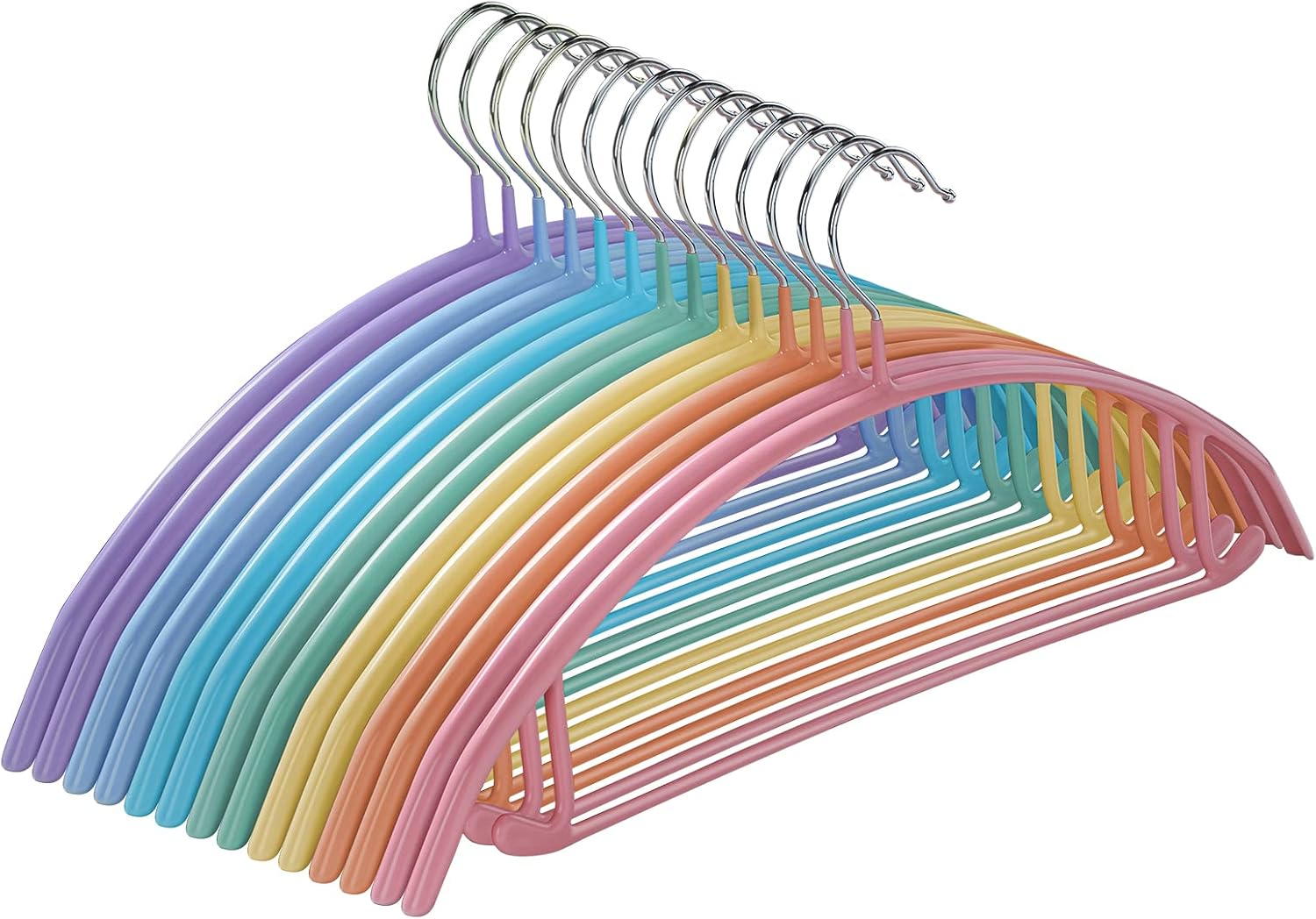 Clothes Hanger 14 Pack, Sweater Hangers No Shoulder Bump, 16.5 inch Wide Heavy Duty Coat Hangers for Closet, Non Slip PVC-Coating Metal Hangers for
