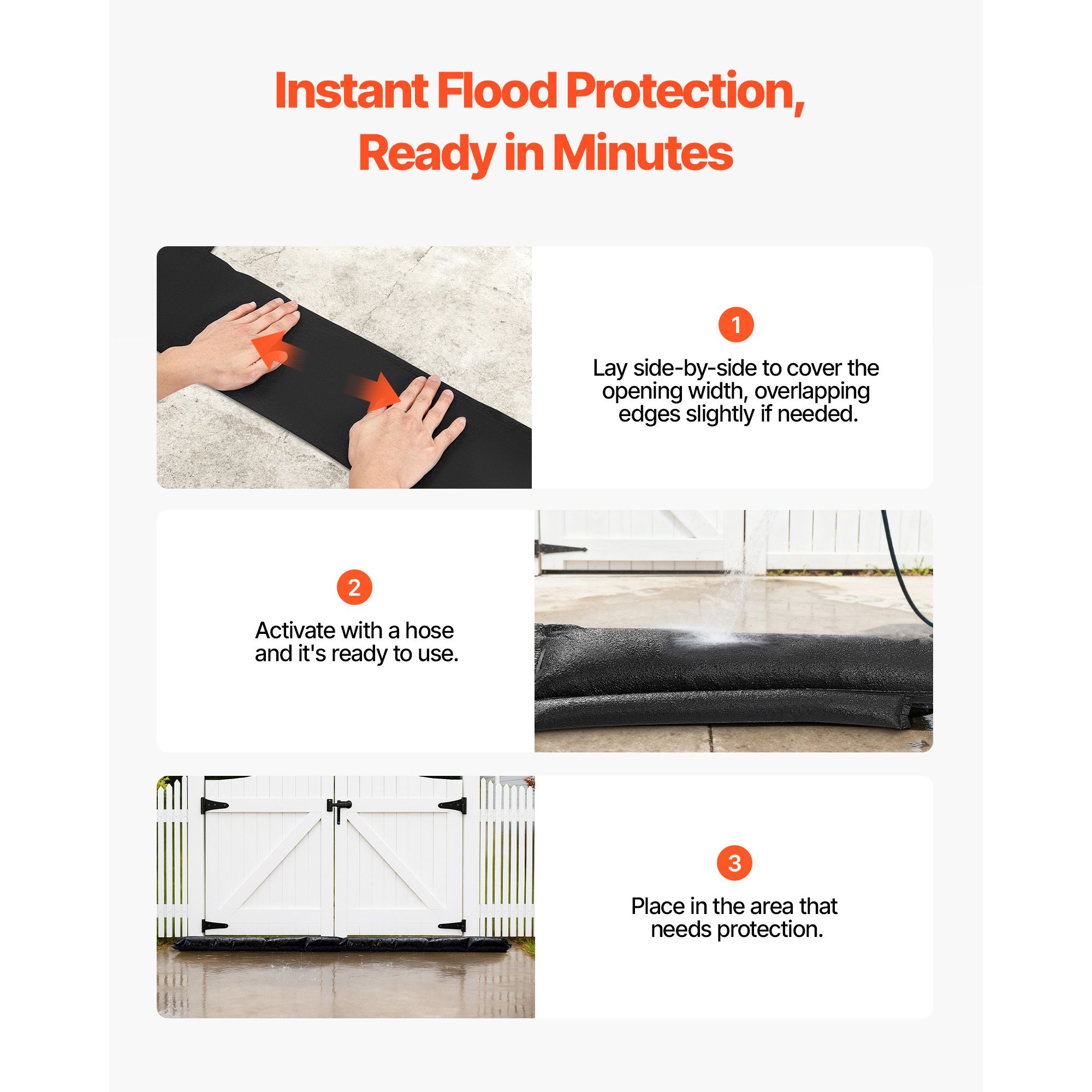 Flood Barrier, 10 Pack, 1530 × 210 mm Flood Bags with Bucket, Reusable Water Absorbent Barrier Activated by Water, Sandless Sandbags Blockage, Flooding — image 4