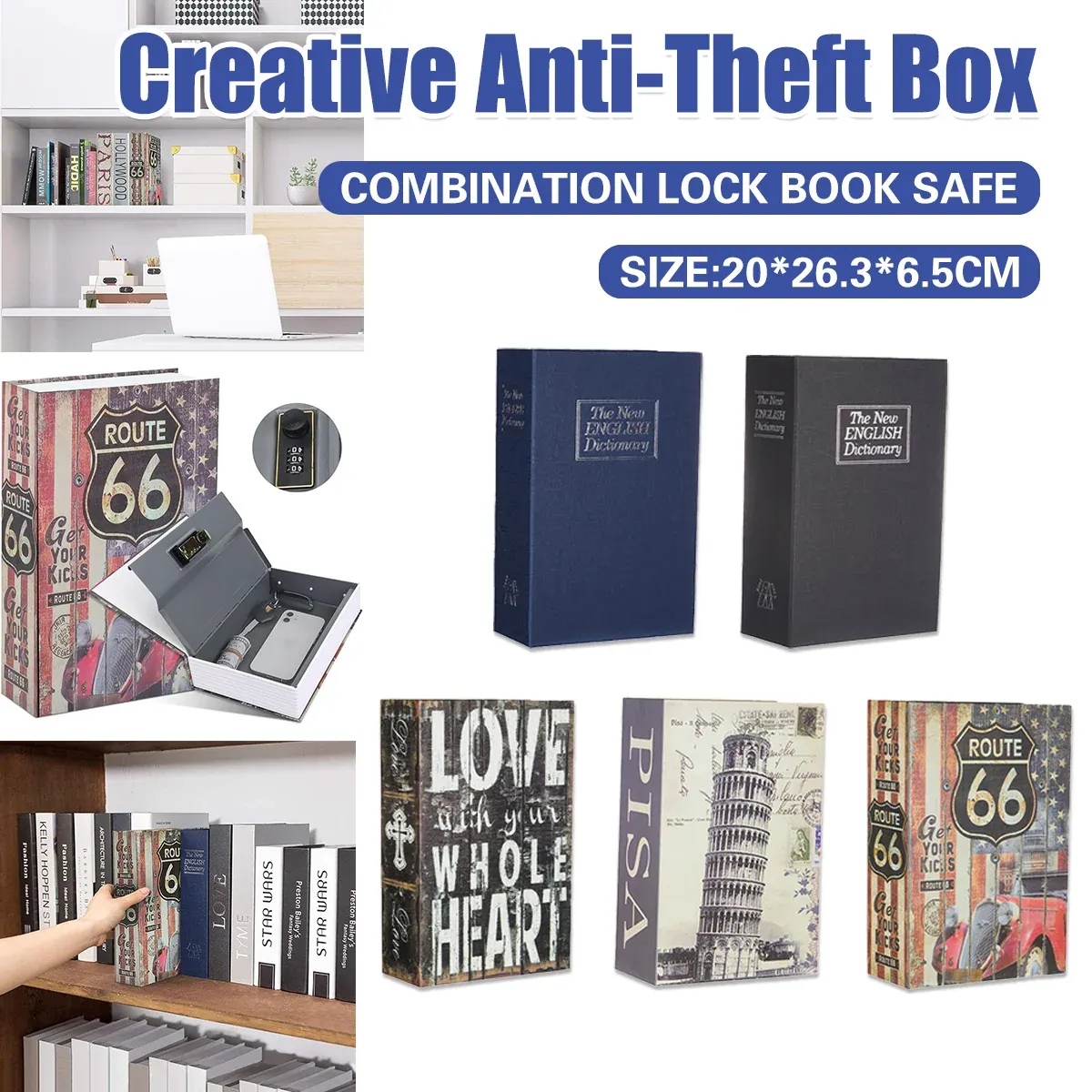 Hidden Book Safe Lock Box for Home and Office Cash Watch Document Storage - 3 β image 2