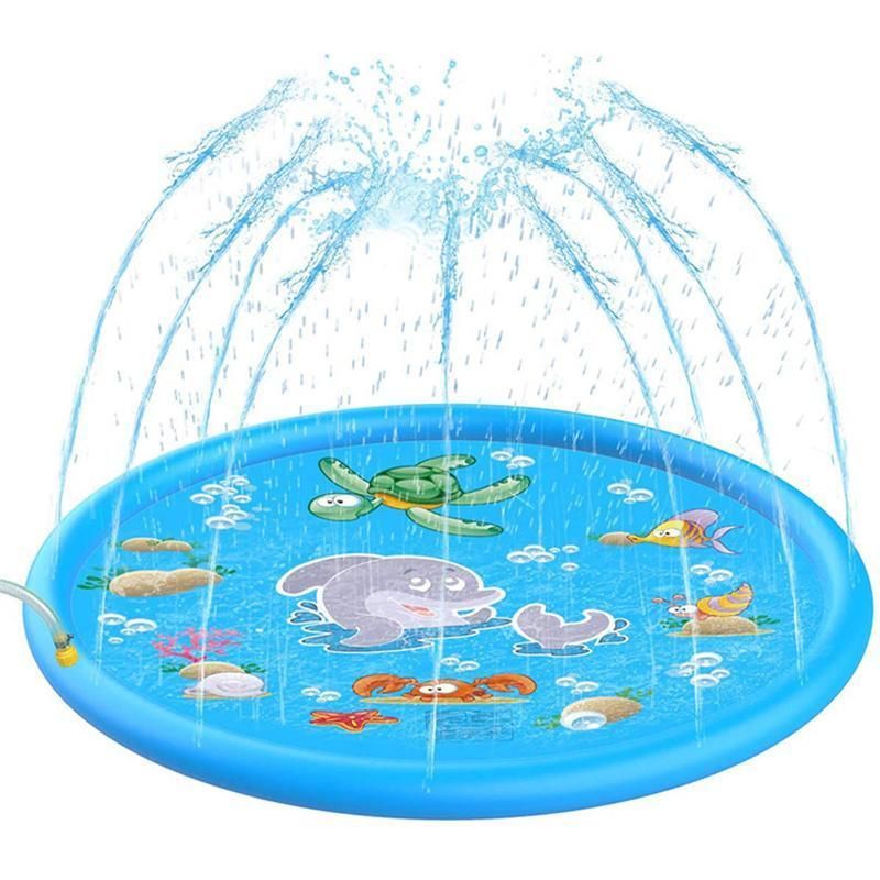 100cm Dog Splash Pad Inflatable Pet Sprinkler Mat PVC Water Play Toy for Outdoors — image 2