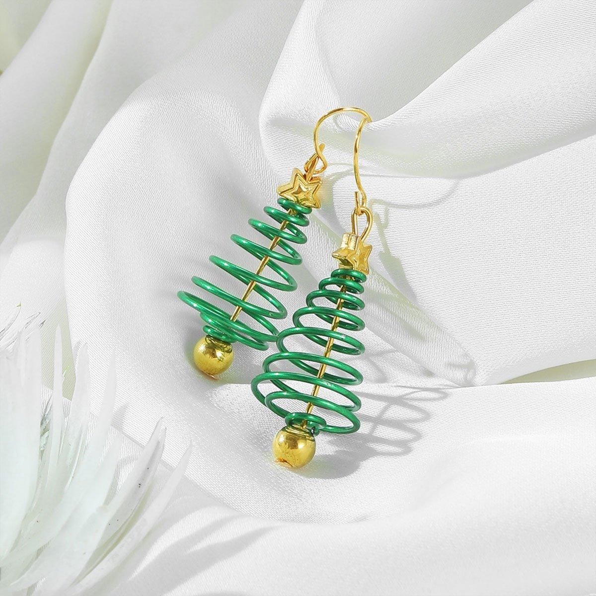 Festive Green Christmas Tree Earrings Holiday Jewelry for Women Gift Accessory — image 6