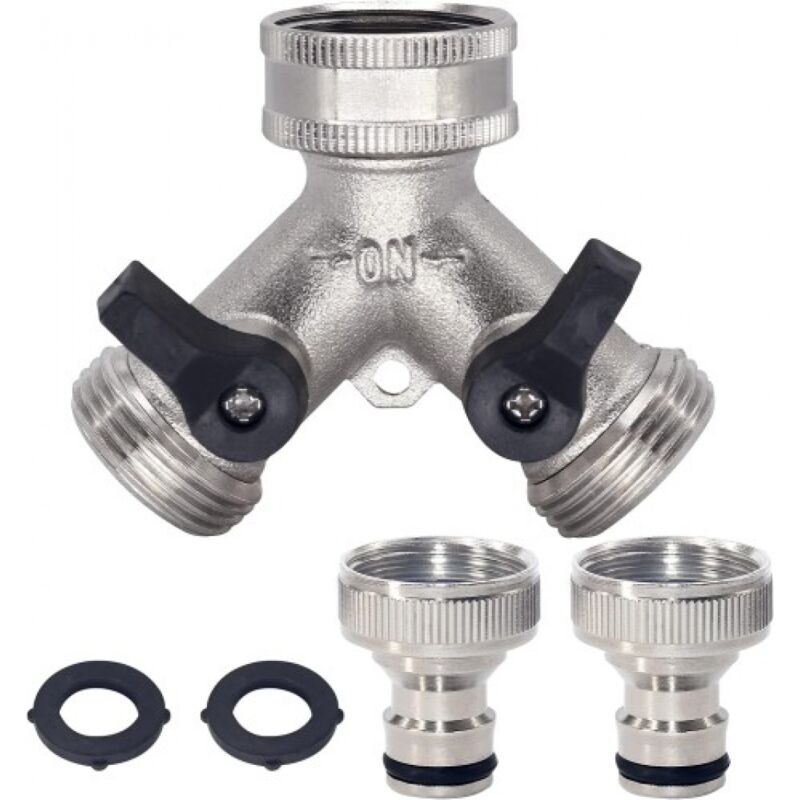 2-way Brass Hose Splitter with Quick Connect for 3/4/"