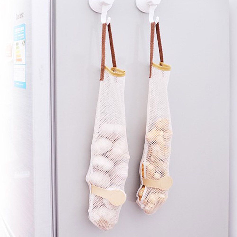 3Pcs Kitchen Fruits Vegetables Storage Hanging Bags Reusable Grocery Produce Bags Mesh Ecology Shopping Tote Bags — image 5