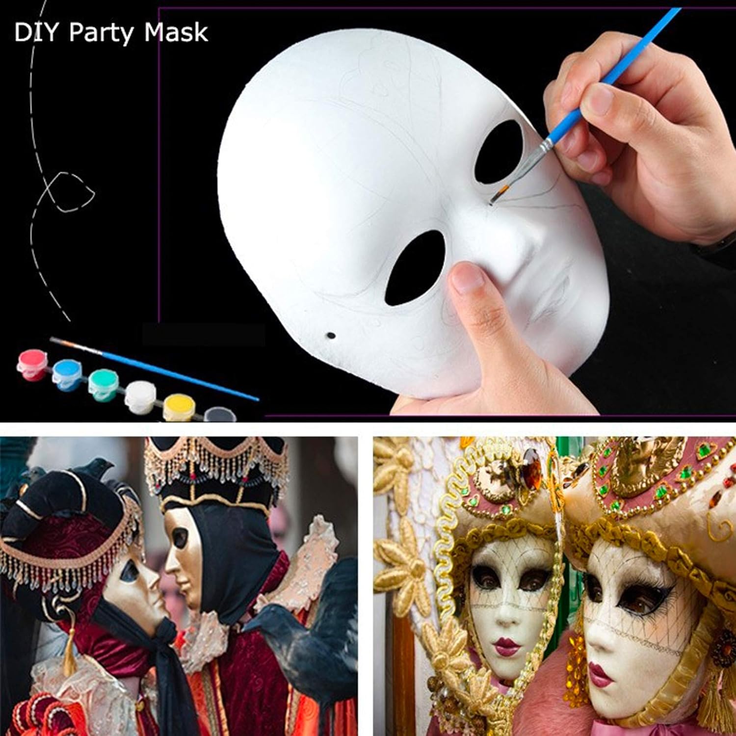 14 Pack Paper Mache Masks - 2 Sizes for Artistic Projects, Theater, Halloween, Masquerade Parties, Classroom Art — image 6