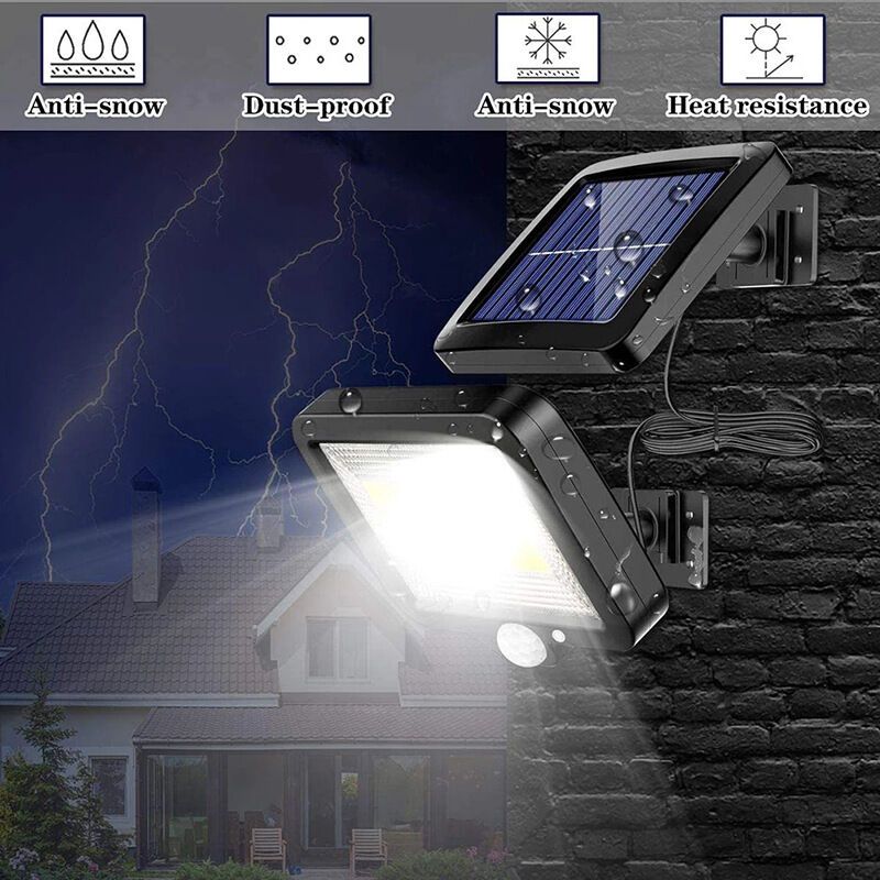 2 Pack 56 LED Outdoor Solar Lights with Motion Sensor IP65 Waterproof and 5M Cable, 120 Degree Angle — image 4