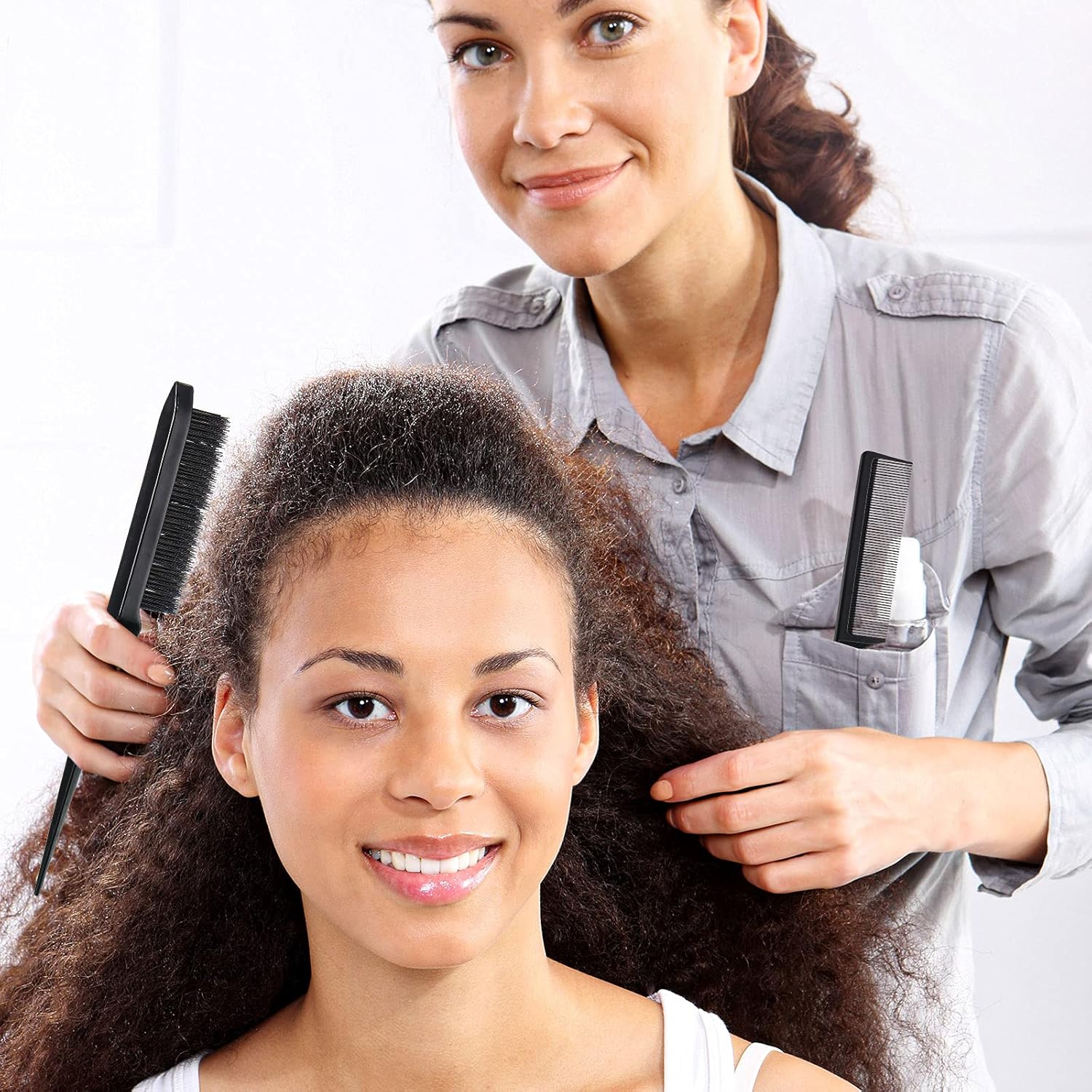 3 Pcs Slick Back Hair Brush Set Bristle Brush Edge Control Teasing Comb for Women Black Hair(Black) โ image 5