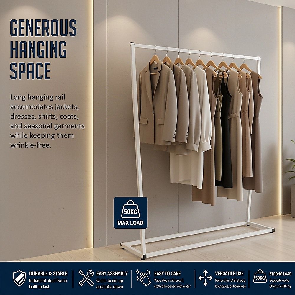 Commercial Clothing Garment Rack Retail Shop White — image 3