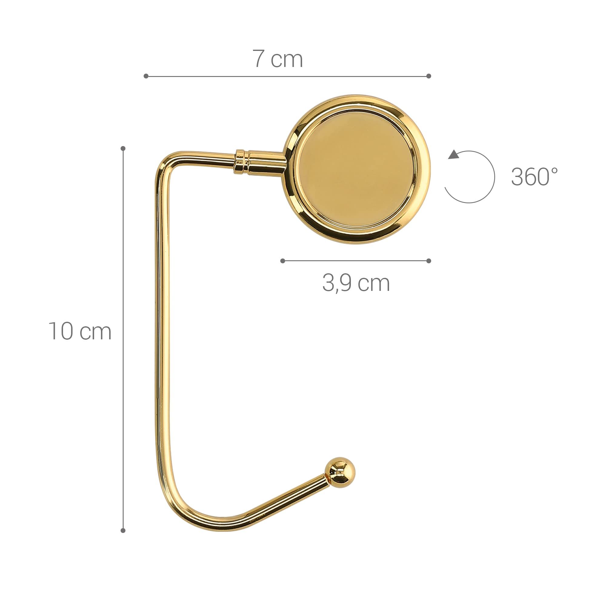 Purse Hooks for Table - Set of 2 Metal Handbag Hook Holder Hand Bag Hanger for Tables, Desks, Gold — image 3