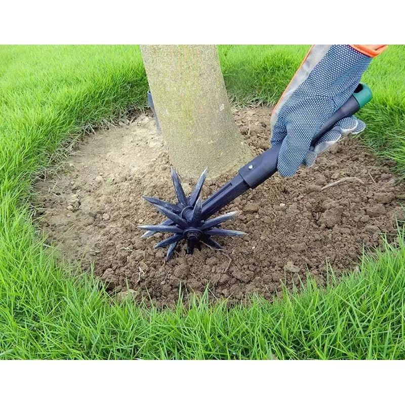 Rotary Cultivator Tool, Hand Held Garden Cultivator with Detachable Tines for Reseeding Grass Or Soil Mixing (Without Pole) — image 5