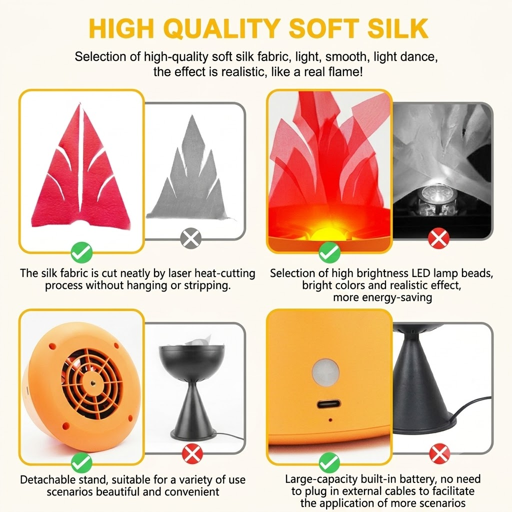 LED Halloween Jack-o'-Lantern Flame Effect Lamp with Dancing Silk Fabric Flame, Rechargeable Atmosphere Light for Party, Bar, Camping, and Home — image 4