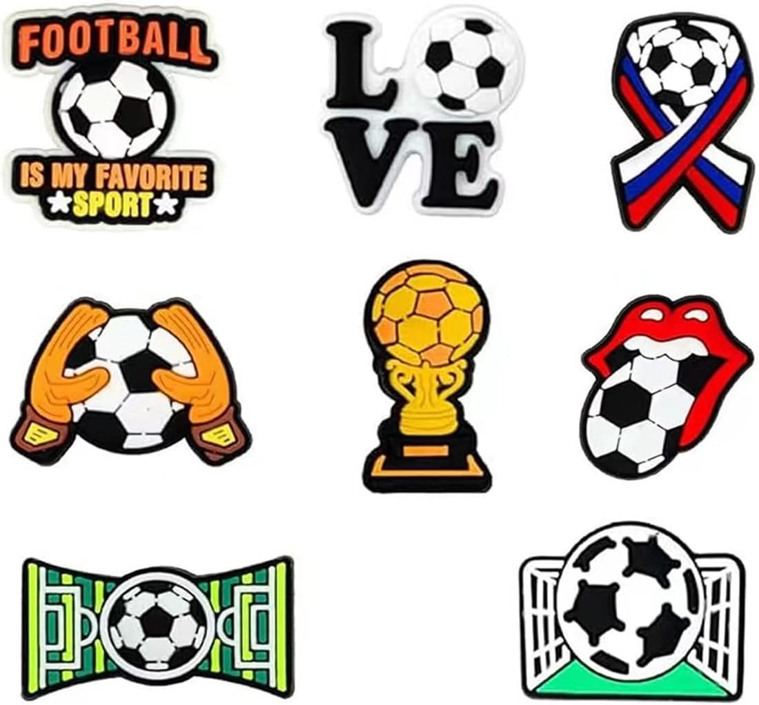 38pcs Soccer Ball Charms for Clog Shoe Decoration, Sports Soccer Football Shoe Charms Accessories Pack, Cute Random Charms — image 2