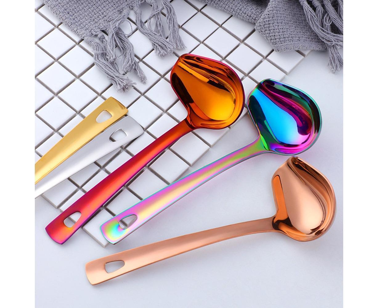 Stainless Steel Duck Mouth Oil Spoon Hanging Hot Pot Soup Ladle Scoop Tableware-Rose Gold โ image 3