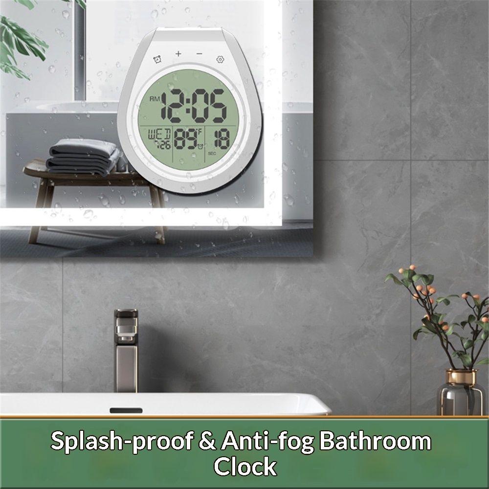 Shower Timer Clock Waterproof, Digital Bathroom Kitchen Wall Clock with LCD Display, 12/24 Hour Format, Temperature, Countdown Timer, Suction Cup, Hanging Hole โ image 3