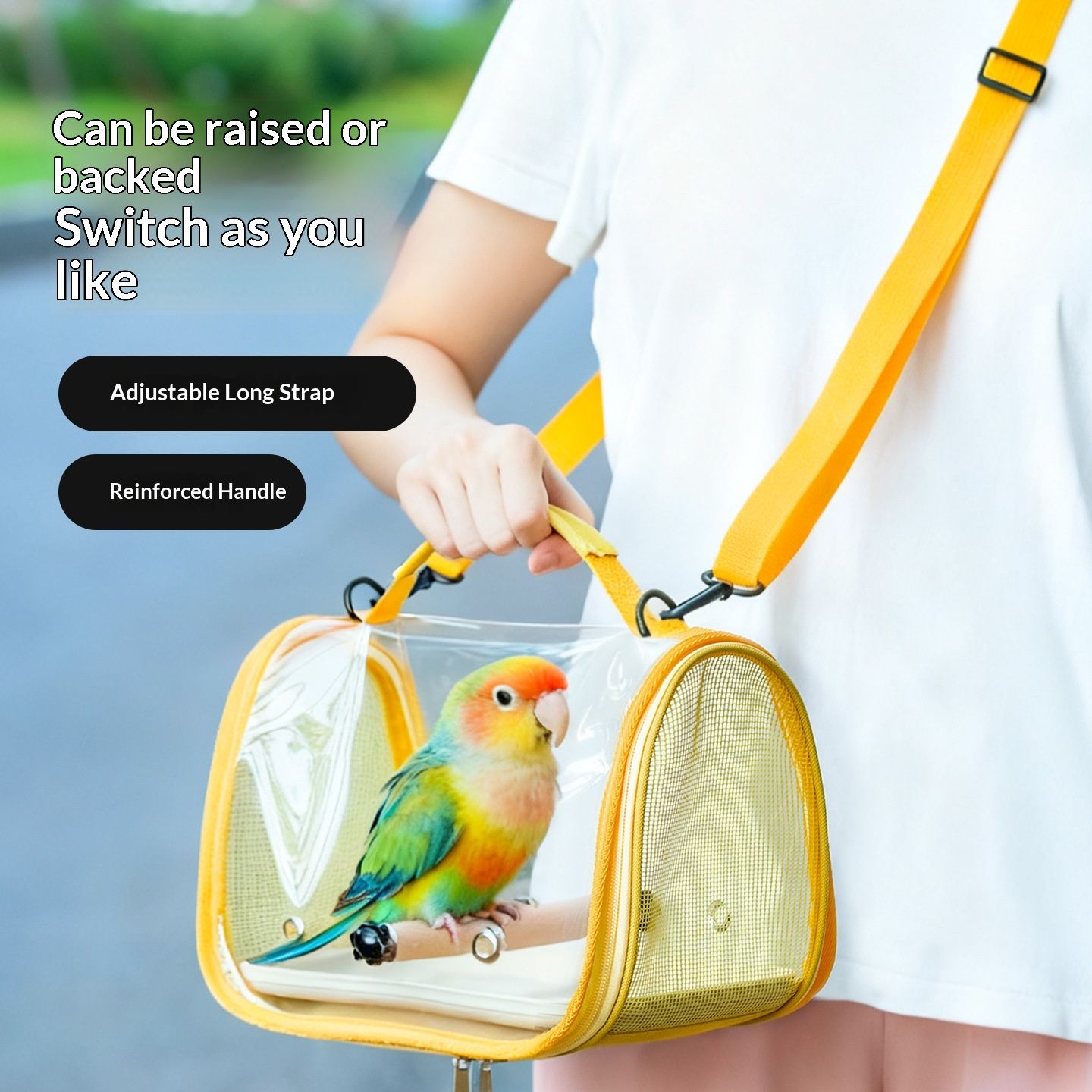 Bird Carrier,Bird Cage Parakeet Parrot Budgie Carrier Backpack for Small Birds, Travel Bird Cages with Perch, Transparent Ventilation Cockatiels, Lightweight — image 3