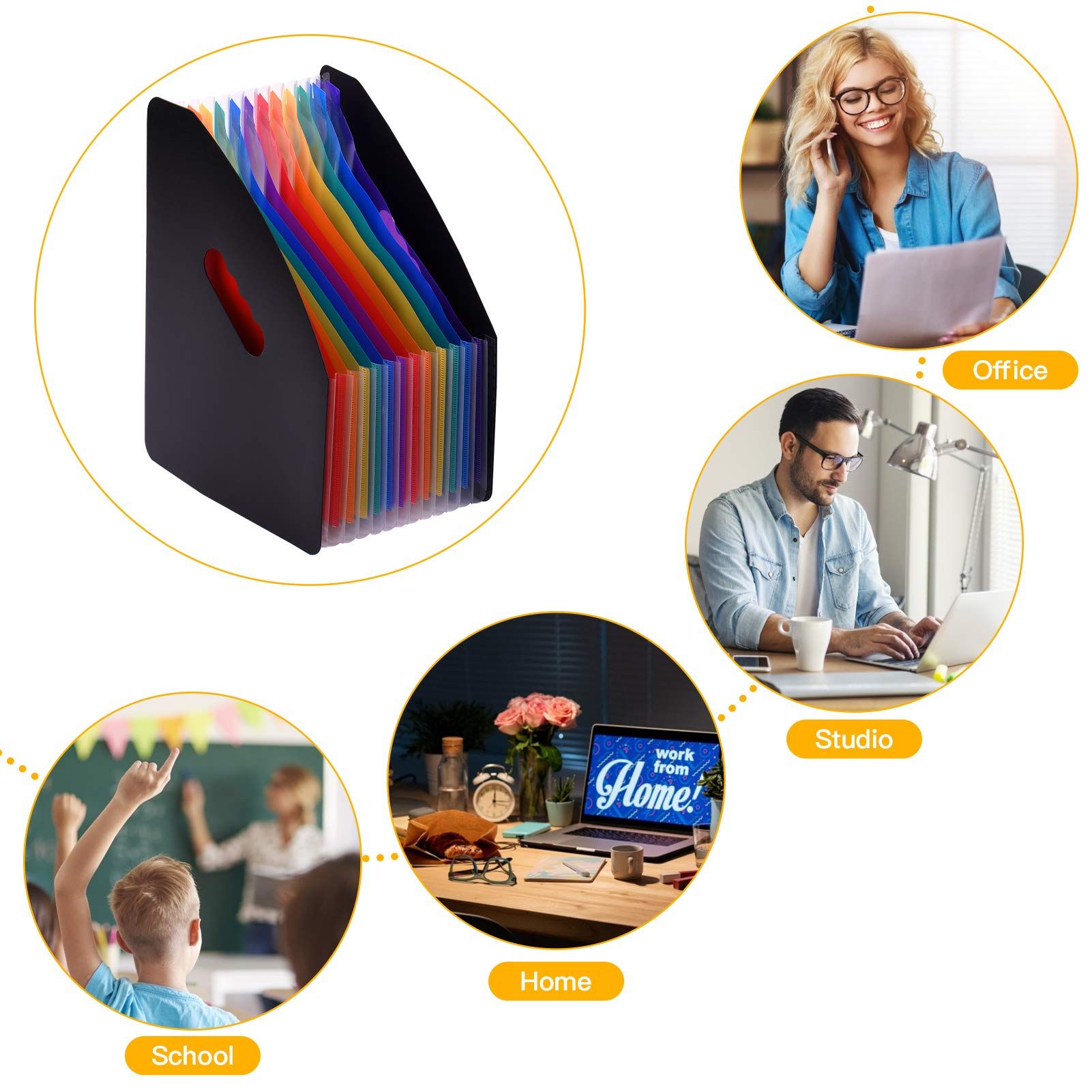 12 Pocket Expansion Folder Accordion File Manager A4 Letter Size File Manager File Rack Rainbow Color — image 5
