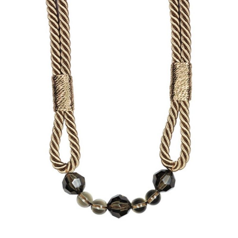 Olive Green Beaded Rope Curtain Tieback — image 2