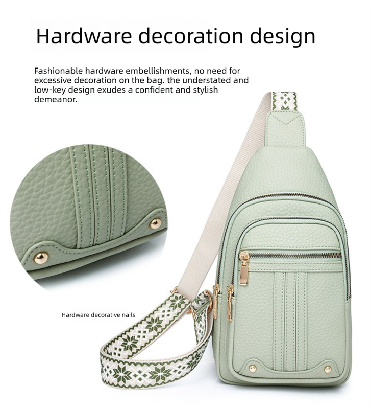Women's Soft PU Leather Sling Bag Crossbody Chest Purse with Adjustable Boho Strap - Lightweight Multi-Pocket Shoulder Daypack for Travel & Daily Use โ image 3