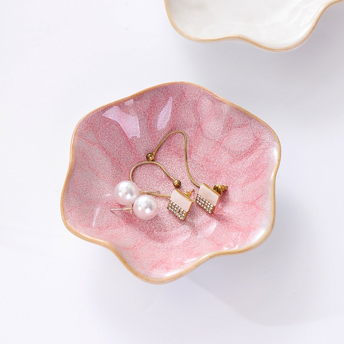 Ceramic Jewelry Bowl - Room Decor, Key Holder, Ring Holder, Jewelry Tray, Drip Tray, Bedside Table Decoration (Pink) — image 2